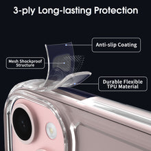 Load image into Gallery viewer, Apple iPhone 15 Clear Hybrid Slim Hard Back TPU Case Chrome Buttons