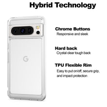 Load image into Gallery viewer, Google Pixel 8 Pro Phone Case Clear Hybrid Slim Hard Back TPU Chrome Buttons