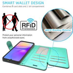 Samsung Galaxy A05s / A05 Wallet Case RFID Blocking Leather Folio Phone Pouch
