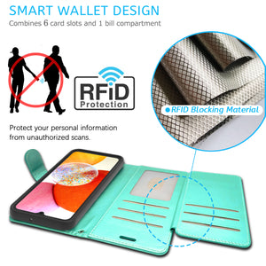 Samsung Galaxy A15 5G Wallet Case RFID Blocking Leather Folio Phone Pouch