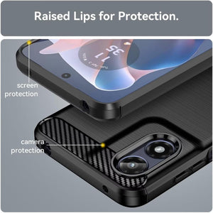 Motorola Moto G Play 2024 Case Slim TPU Phone Cover w/ Carbon Fiber