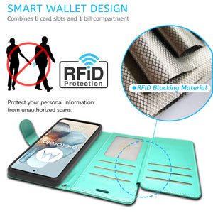 Motorola Moto G Power 5G 2024 Wallet Case RFID Blocking Leather Folio Phone Pouch