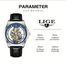 Load image into Gallery viewer, Skeleton Watches For Men, Quartz Men's Watch Leather Strap w/ Diamond 3ATM
