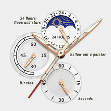 Load image into Gallery viewer, Watches For Men, Chronograph Gold Moon Phrase Leather Band Quartz Men's Watch
