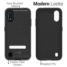 Load image into Gallery viewer, Samsung Galaxy A01 (US Version) Case - Metal Kickstand Hybrid Phone Cover - SleekStand Series