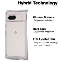 Load image into Gallery viewer, Google Pixel 7a Clear Hybrid Slim Hard Back TPU Case Chrome Buttons