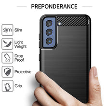Load image into Gallery viewer, Samsung Galaxy S21 FE Slim Soft Flexible Carbon Fiber Brush Metal Style TPU Case