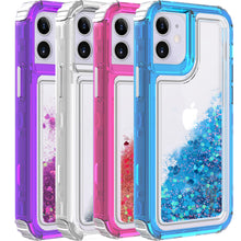 Load image into Gallery viewer, Apple iPhone 12 Mini Clear Liquid Glitter Case - Full Body Tough Military Grade Shockproof Phone Cover