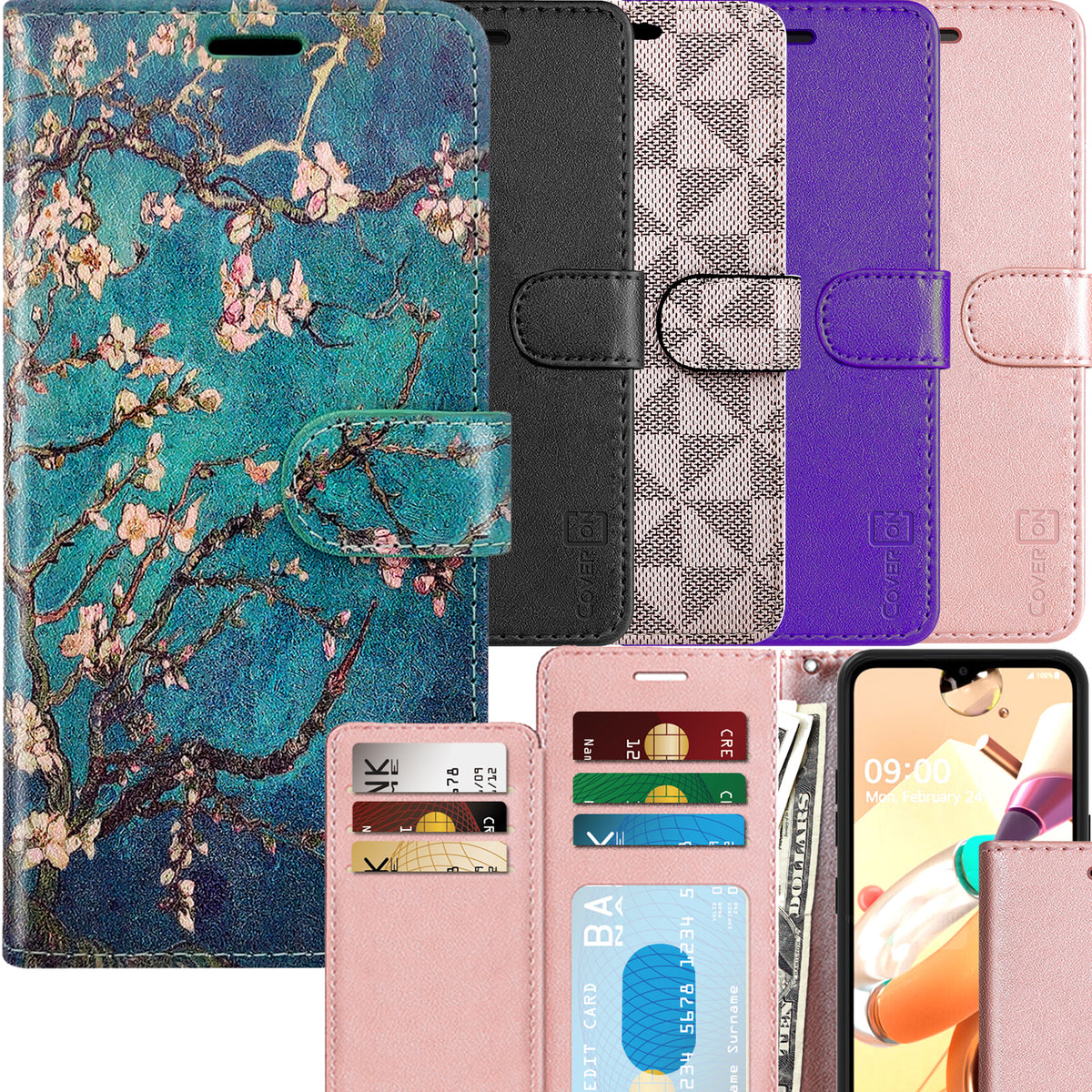 LG K51 Reflect Wallet Case RFID Blocking Leather Folio Phone