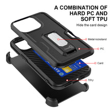 Load image into Gallery viewer, Apple iPhone 14 Plus Case Holster Belt Clip Phone Cover w/ Card Holder & Kick Stand