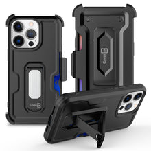 Load image into Gallery viewer, Apple iPhone 14 Pro Case Holster Belt Clip Phone Cover w/ Card Holder & Kick Stand