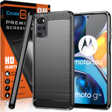 Load image into Gallery viewer, Motorola Moto G22 Case Slim TPU Phone Cover w/ Carbon Fiber