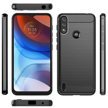 Load image into Gallery viewer, Motorola Moto E7 Power Slim Soft Flexible Carbon Fiber Brush Metal Style TPU Case