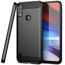 Load image into Gallery viewer, Motorola Moto E7 Power Slim Soft Flexible Carbon Fiber Brush Metal Style TPU Case