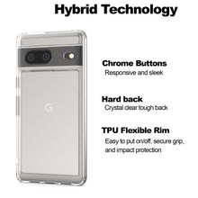 Load image into Gallery viewer, Google Pixel 7 Clear Hybrid Slim Hard Back TPU Case Chrome Buttons