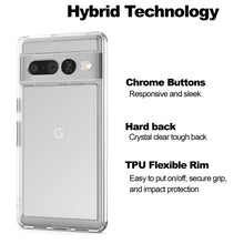 Load image into Gallery viewer, Google Pixel 7 Pro Clear Hybrid Slim Hard Back TPU Case Chrome Buttons