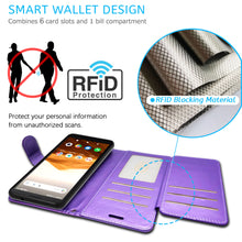 Load image into Gallery viewer, Alcatel Apprise / Glimpse / Volta Wallet Case - RFID Blocking Leather Folio Phone Pouch - CarryALL Series
