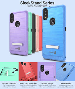 Alcatel 3V 2019 Case - Metal Kickstand Hybrid Phone Cover - SleekStand Series