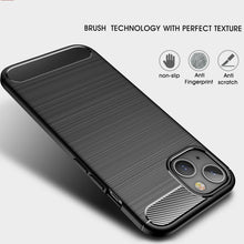 Load image into Gallery viewer, Apple iPhone 13 Slim Soft Flexible Carbon Fiber Brush Metal Style TPU Case