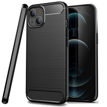 Load image into Gallery viewer, Apple iPhone 13 Slim Soft Flexible Carbon Fiber Brush Metal Style TPU Case