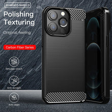 Load image into Gallery viewer, Apple iPhone 13 Pro Max Slim Soft Flexible Carbon Fiber Brush Metal Style TPU Case