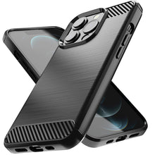 Load image into Gallery viewer, Apple iPhone 13 Pro Max Slim Soft Flexible Carbon Fiber Brush Metal Style TPU Case