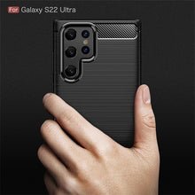 Load image into Gallery viewer, Samsung Galaxy S22 Ultra Slim Soft Flexible Carbon Fiber Brush Metal Style TPU Case