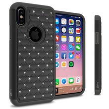 Load image into Gallery viewer, iPhone XS / iPhone X Case - Rhinestone Bling Hybrid Phone Cover - Aurora Series