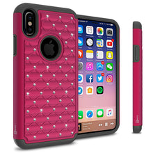 Load image into Gallery viewer, iPhone XS / iPhone X Case - Rhinestone Bling Hybrid Phone Cover - Aurora Series