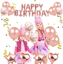 Load image into Gallery viewer, Corelife Rose Gold Birthday Party Decoration 40pcs Set Happy Birthday Confetti Balloons Women Girl Sweet sixteen Foil Fringe backdrop Curtain