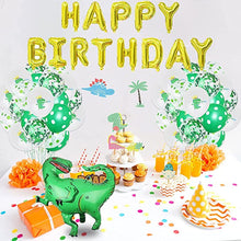 Load image into Gallery viewer, Corelife 63pcs Dinosaur Happy Birthday Party Decoration Set Green Dino Confetti Balloons Latex boy T-rex Foil Balloon