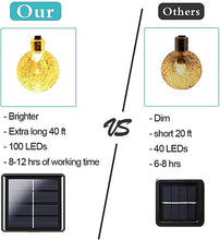 Load image into Gallery viewer, CoreLife 40FT 100 LED Crystal Globe Solar Powered String Lights Outdoor Waterproof Indoor Decorative 8 Modes Patio Party - Warm White