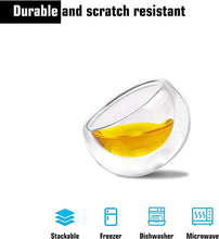 Load image into Gallery viewer, CoreLife Heat Thermal Resistant Double Wall Insulated Glass Sake Tea Cups, 6 Borosilicate Glass Tea Cups (2 oz Tea Cups)
