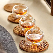 Load image into Gallery viewer, CoreLife Heat Thermal Resistant Double Wall Insulated Glass Sake Tea Cups, 6 Borosilicate Glass Tea Cups (2 oz Tea Cups)