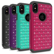 Load image into Gallery viewer, iPhone XS / iPhone X Case - Rhinestone Bling Hybrid Phone Cover - Aurora Series