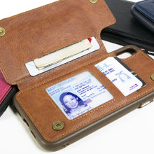 Load image into Gallery viewer, iPhone XR Wallet Case Premium Vegan Leather Credit Card Holder Phone Cover - DayTripper Series
