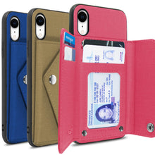 Load image into Gallery viewer, iPhone XR Wallet Case Pocket Pouch Credit Card Holder Fabric-Backed Phone Cover - Pocket Pouch Series