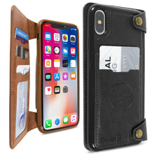 Load image into Gallery viewer, iPhone XS Max Wallet Phone Case, Vegan Leather Phone Cover with Detachable Credit Card Holder, Car Mount Compatible - Scout Series