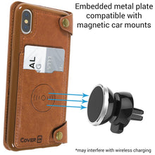 Load image into Gallery viewer, iPhone XS Max Wallet Phone Case, Vegan Leather Phone Cover with Detachable Credit Card Holder, Car Mount Compatible - Scout Series