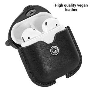 AirPods Case Cover, Leather Slim Fit Protective Soft Cover for Apple AirPods 1 & 2 Charging Case with Keychain