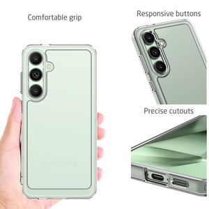 Samsung Galaxy S24 FE 5G Clear Hybrid Slim Hard Back TPU Case Chrome Buttons