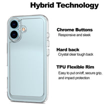 Load image into Gallery viewer, Apple iPhone 16 Clear Hybrid Slim Hard Back TPU Case Chrome Buttons
