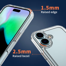 Load image into Gallery viewer, Apple iPhone 16 Clear Hybrid Slim Hard Back TPU Case Chrome Buttons
