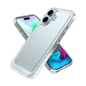 Apple iPhone 16 Clear Hybrid Slim Hard Back TPU Case Chrome Buttons