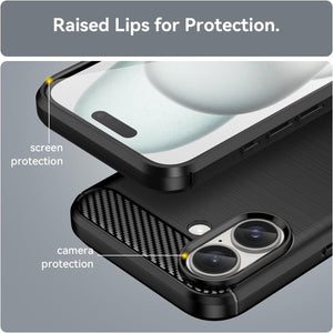 Apple iPhone 16 Plus Case Slim TPU Phone Cover w/ Carbon Fiber