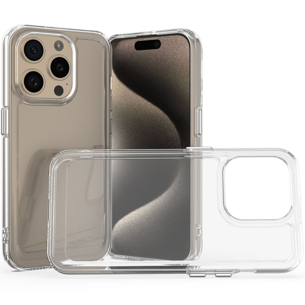 Apple iPhone 16 Pro Clear Hybrid Slim Hard Back TPU Case Chrome Buttons