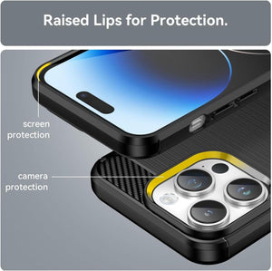 Apple iPhone 15 Pro Max Case Slim TPU Phone Cover w/ Carbon Fiber