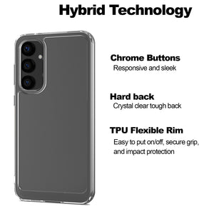 Samsung Galaxy S23 FE Clear Hybrid Slim Hard Back TPU Case Chrome Buttons