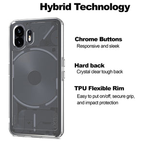 Nothing Phone 2 Clear Phone Case Hybrid Slim Hard Back TPU Case Chrome Buttons