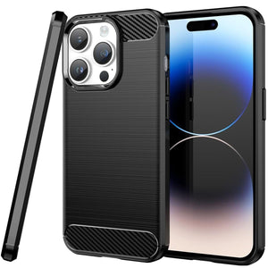 Apple iPhone 15 Pro Case Slim TPU Phone Cover w/ Carbon Fiber